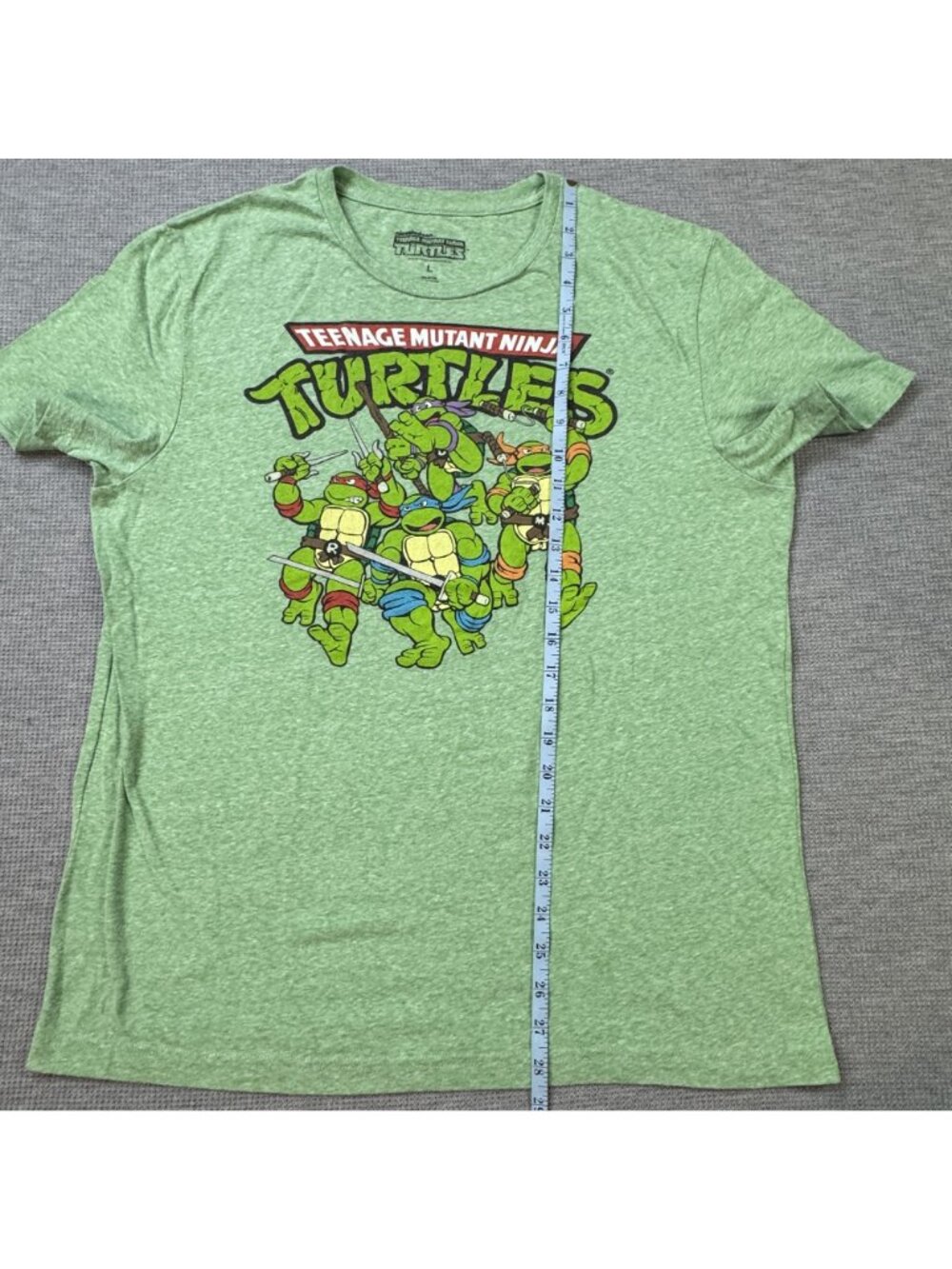 Teenage Mutant Ninja Turtles Graphic T-Shirt Size L Green Heathered Nickelodeon - Picture 9 of 11